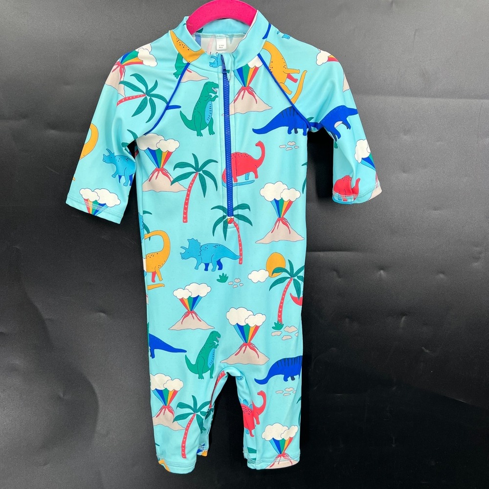 Baby Boden dinosaur swim suit romper one piece upf 40+ rainbow dino 12-18 months